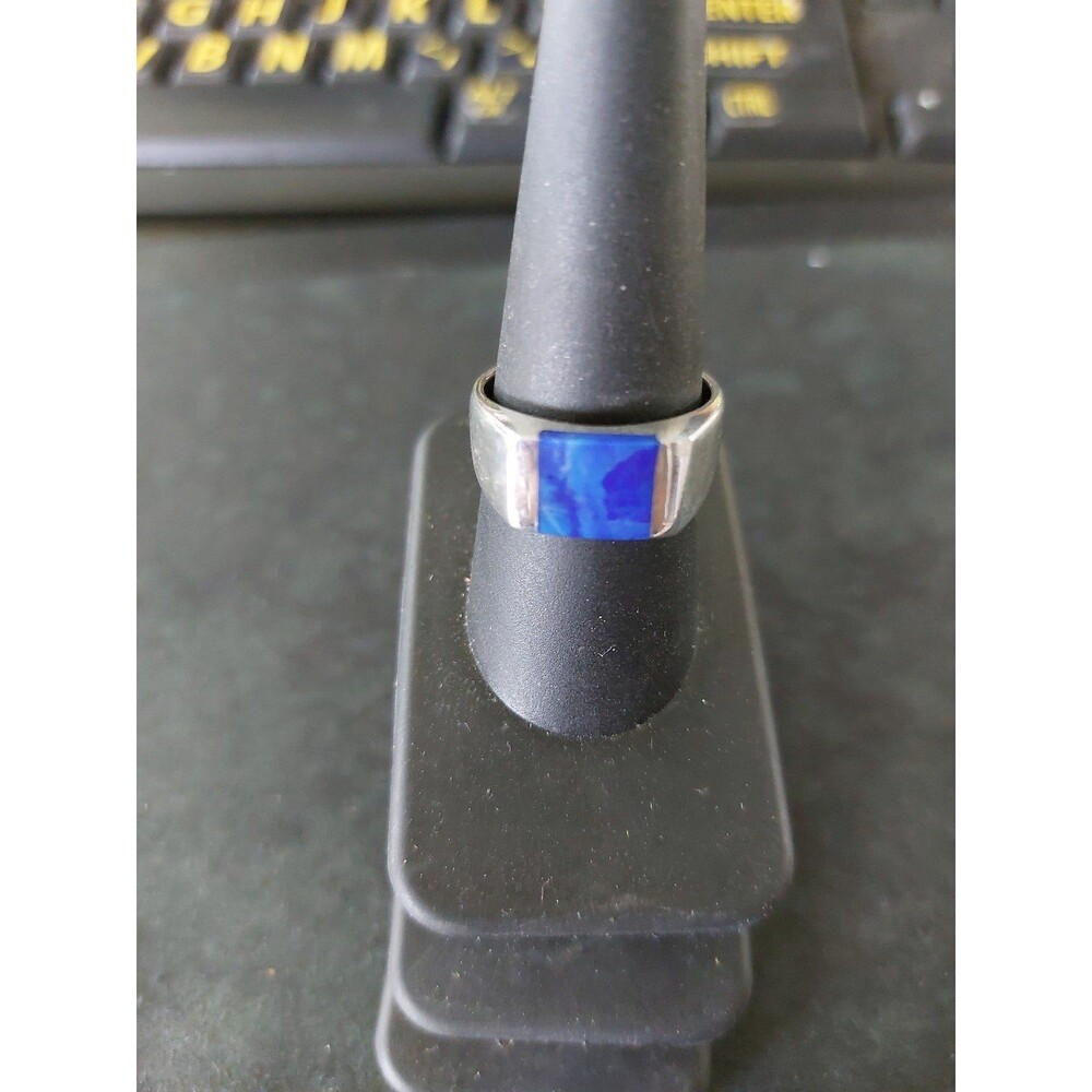 Sterling Silver Men's Blue Lapis Ring Sz9